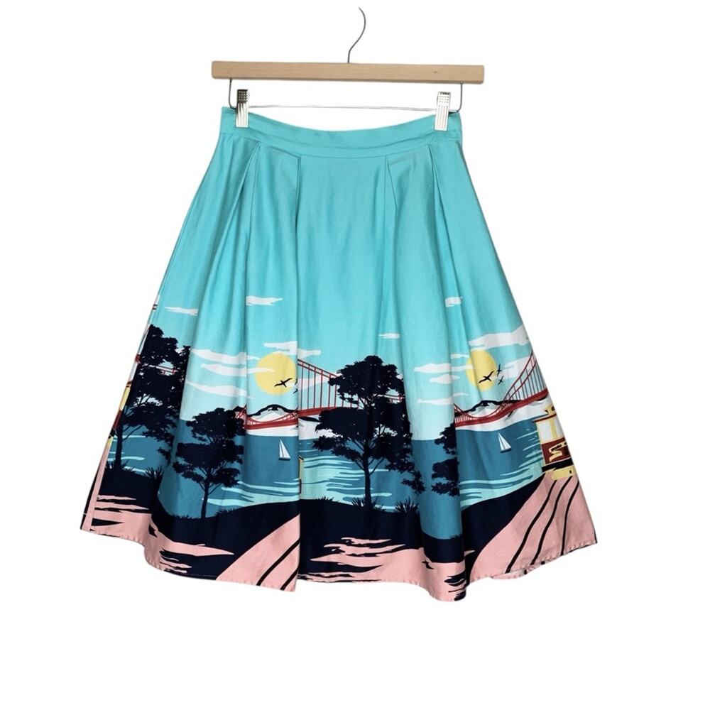 San Francisco Swing Skirt S 6 Golden Gate Bridge Novelty 50s Retro Collectif - Picture 3 of 11